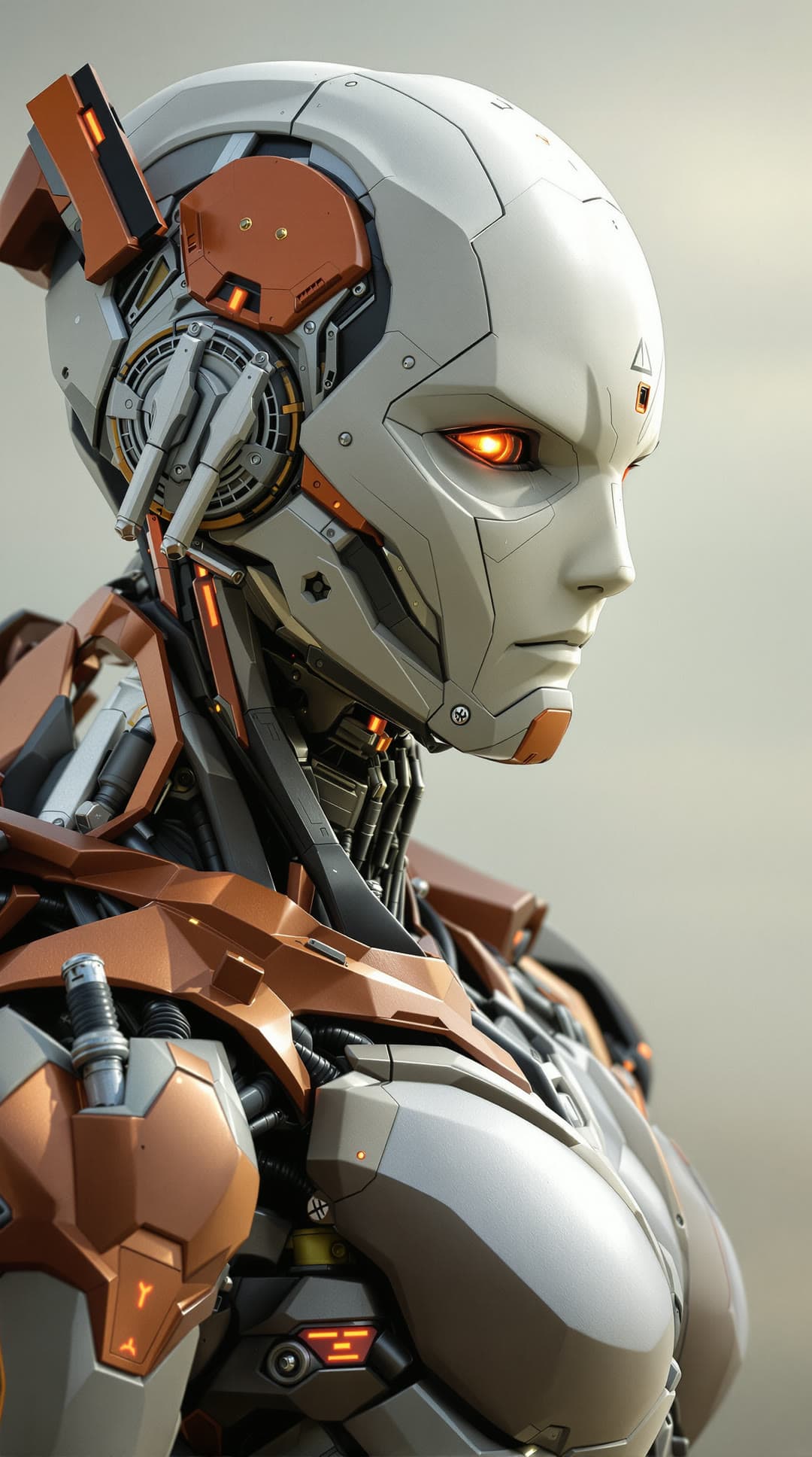 Un robot de perfil con detalle metálico, hecho con VideoNow